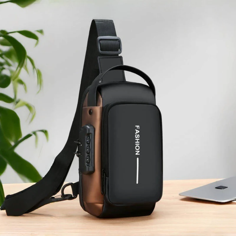 1pc Men'S Anti-Theft Password Lock Chest Bag - Made of Durable Oxford Fabric, Adjustable Shoulder Strap,Suitable for Motorcycles thumbnail 6