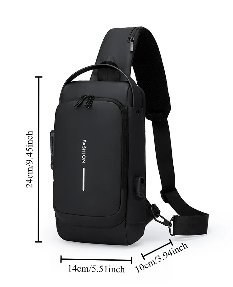 1pc Men'S Anti-Theft Password Lock Chest Bag - Made of Durable Oxford Fabric, Adjustable Shoulder Strap,Suitable for Motorcycles thumbnail 4