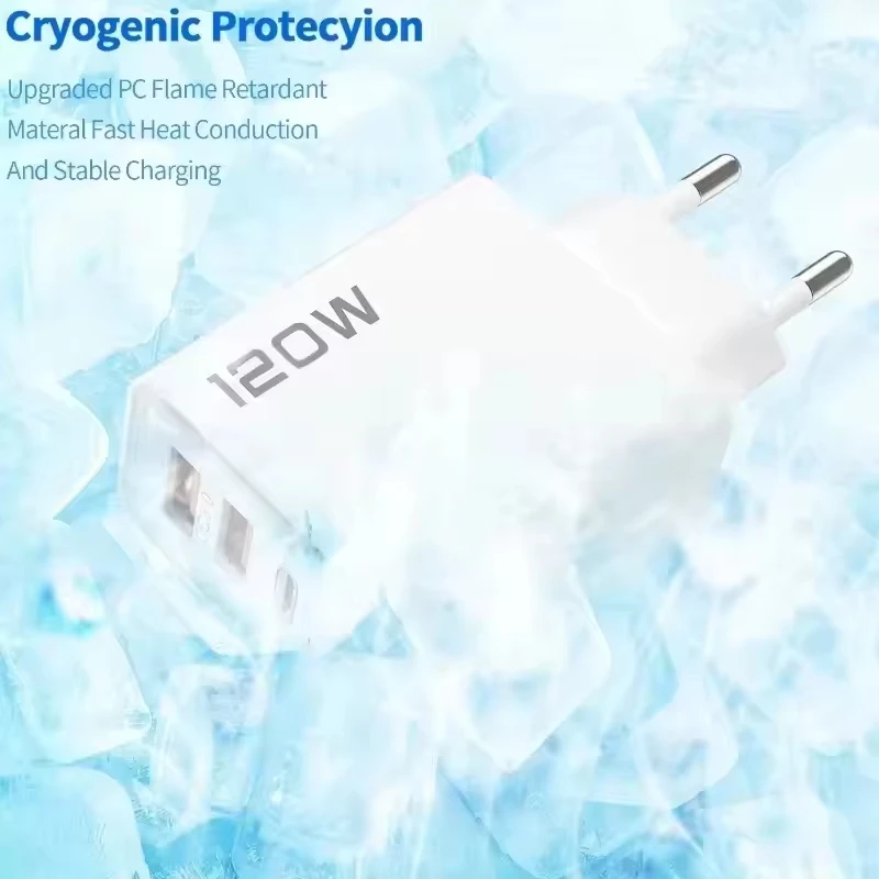 New 120W 4 Port USB Type C Charger Fast Charging Data Cable USB Phone Charger Adapter For Samsung iPhone Huawei Wall Charger thumbnail 5