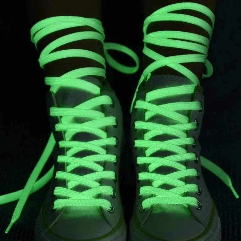 1/2pair 5 Colors Luminous Shoelaces Flat Suitable For All Shoes Fluorescent laces Party Get together Night run Unisex Shoelace thumbnail 3