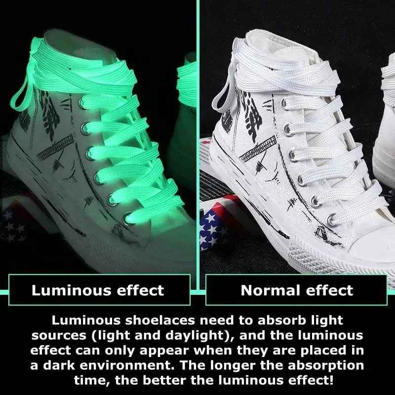 1/2pair 5 Colors Luminous Shoelaces Flat Suitable For All Shoes Fluorescent laces Party Get together Night run Unisex Shoelace thumbnail 4
