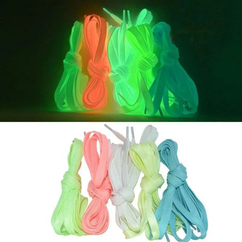 1/2pair 5 Colors Luminous Shoelaces Flat Suitable For All Shoes Fluorescent laces Party Get together Night run Unisex Shoelace thumbnail 6