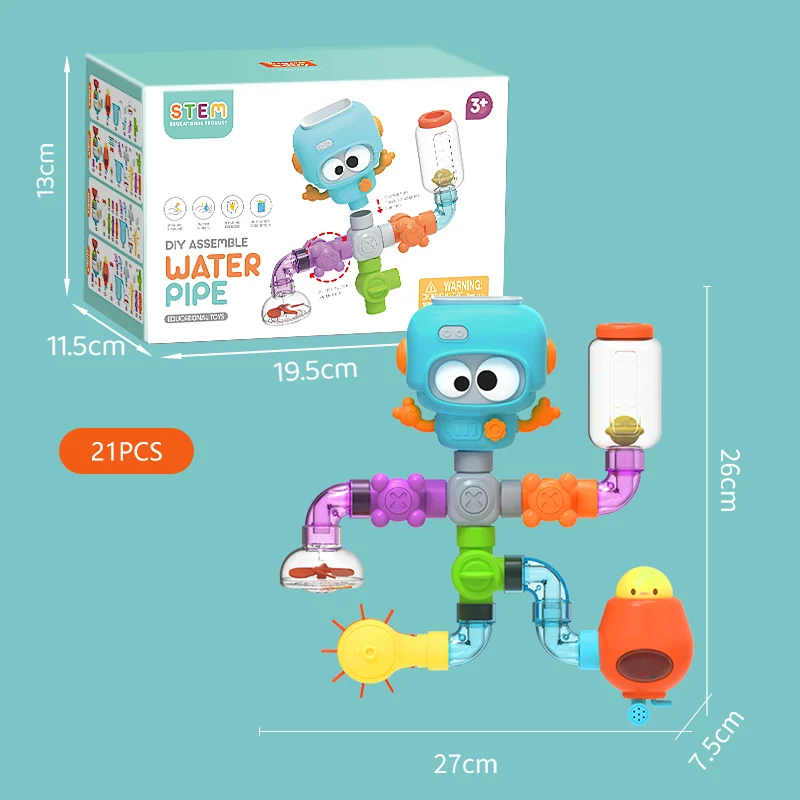 Baby Bath Toys with Strong Suction Cups Tubes Spinner Squirt Water Game Set Toddlers Kids Shower Pool for 3 Years Children Gifts thumbnail 6