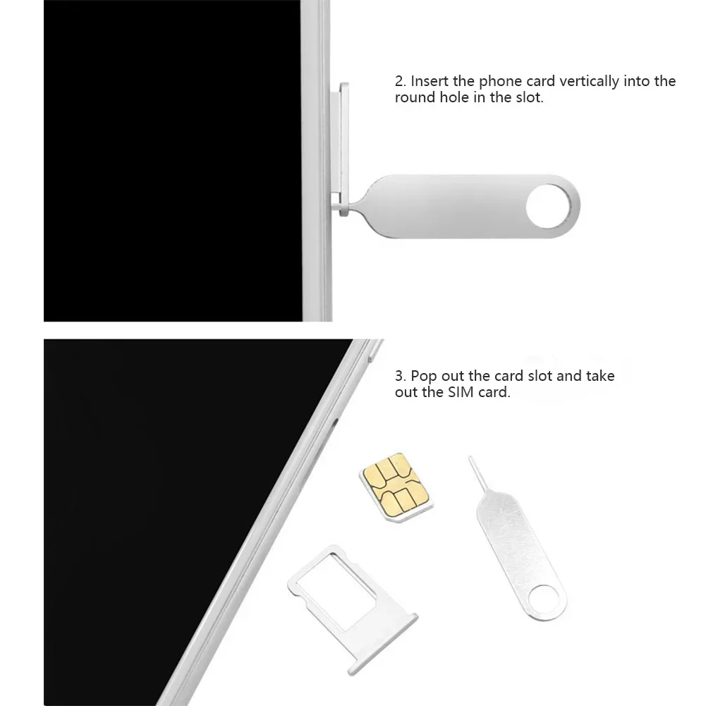 20pcs Universal Sim Card Tray Removal Eject Pin Key Tool Stainless Steel Needle Opener Ejector Mobile Phone Sim Card Remover Pin thumbnail 2