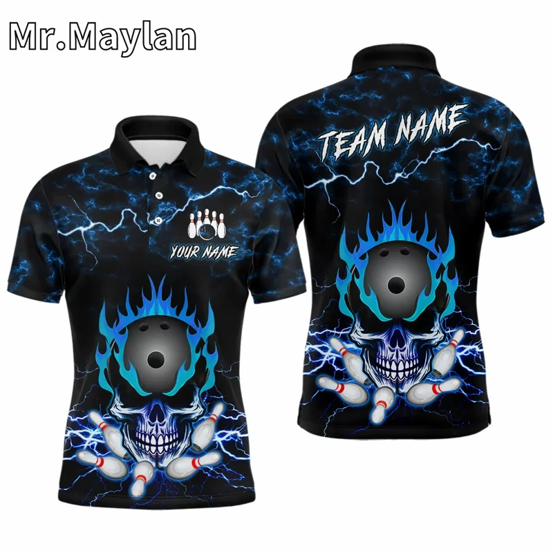 3D Personalized Bowling Man Polo Shirt Women Street Team Bowling Jerseys Bowling Pin Shirt Summer Unisex Tee Tops Shorts Polo thumbnail 2