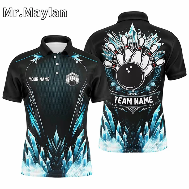 3D Personalized Bowling Man Polo Shirt Women Street Team Bowling Jerseys Bowling Pin Shirt Summer Unisex Tee Tops Shorts Polo