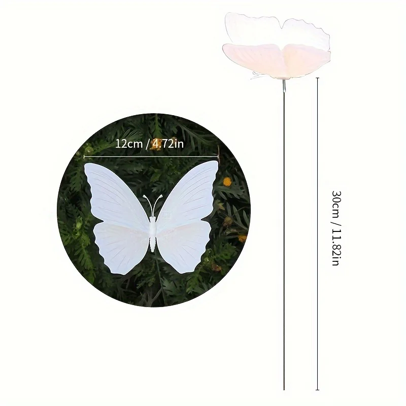 10pcs White 3D Butterfly Decorative Garden Stakes PVC Yard Lawn Outdoor Decor Wedding Party Embellishments Butterfly Decorations thumbnail 6