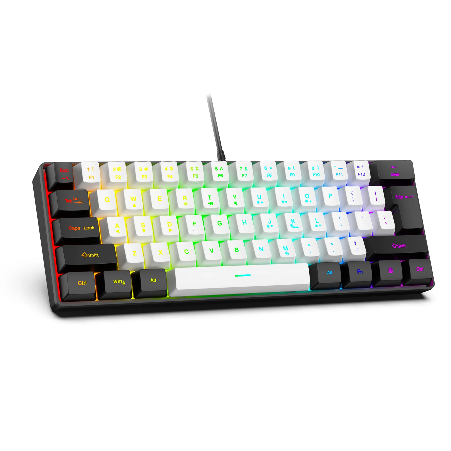 USB Wired RGB Gaming Keyboard 61 Keys White Black Compact Mini Office Keyboard and Mouse for PC Desktop Computer Gamer Keypad thumbnail 4