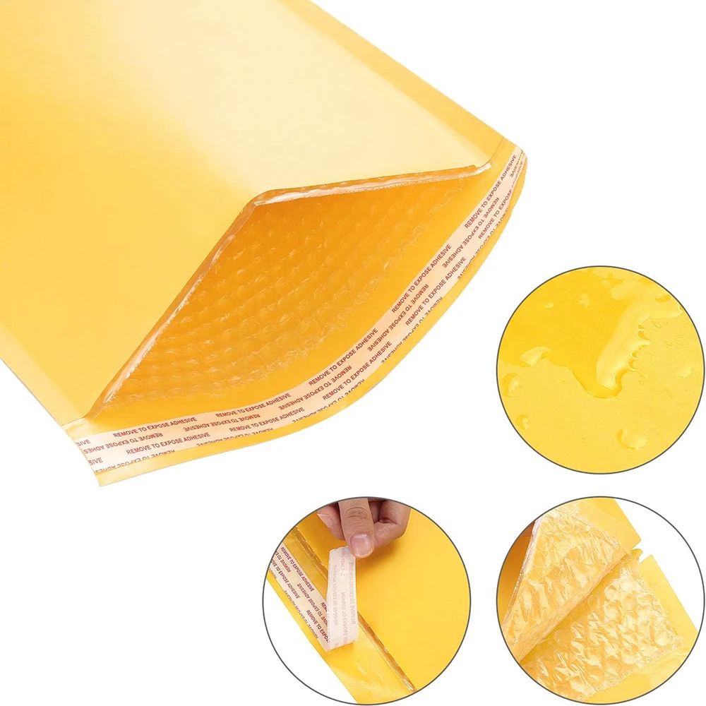 10-50Pack Kraft Bubble Mailers Self Adhesive Paper Envelopes Waterproof Cushioned Padded Foam Shipping Bags for Packaging thumbnail 4