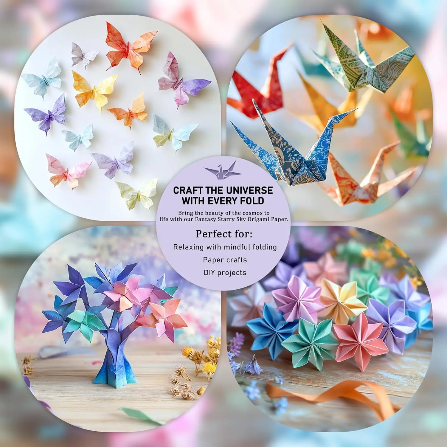 50-200 Sheets Origami Paper Kit Double Sided Squares for Scrapbook Decor, Folding Crafts Kids DIY School Arts Crafts Projects thumbnail 6
