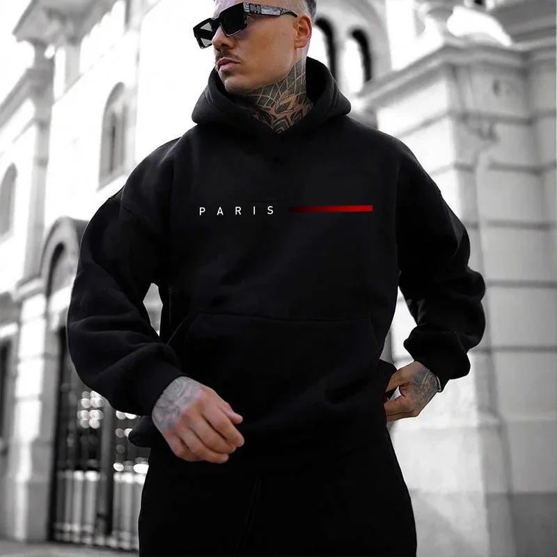 Paris Fashion Hoodies for Men All Season Daily Casual Sports Hooded Sweatshirts 2025 Male Home Outdoor Comfort Fashion Pullover thumbnail 3