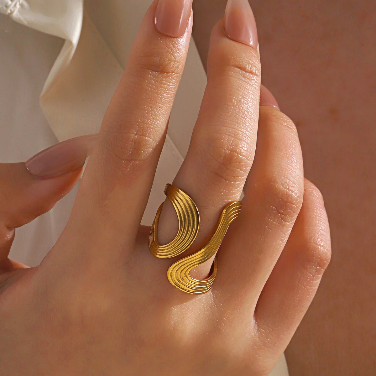 LATS Fashion Geometric Open Ring Stacked Irregular Ring for Women Party Festival Accessories thumbnail 6