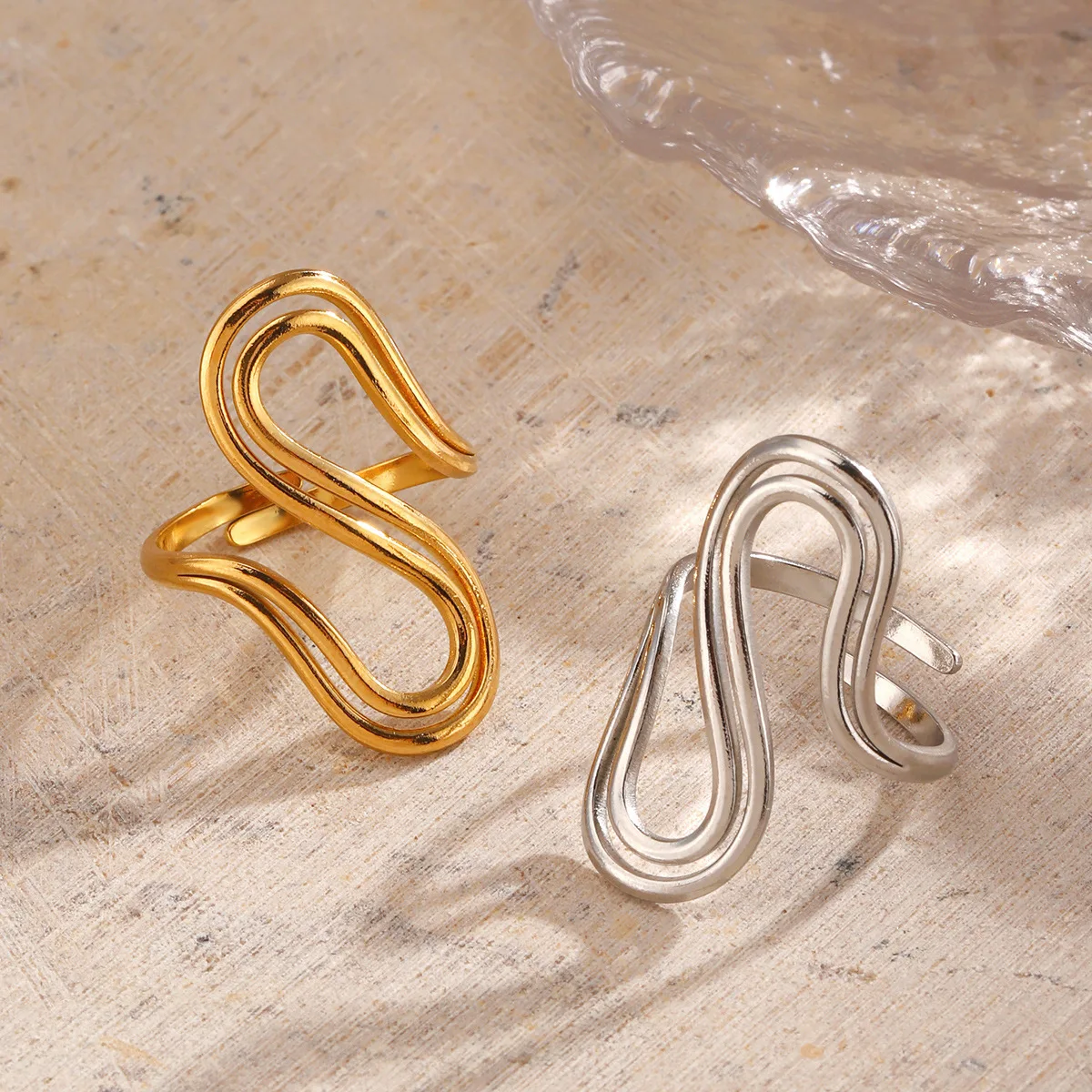 LATS Fashion Geometric Open Ring Stacked Irregular Ring for Women Party Festival Accessories thumbnail 5