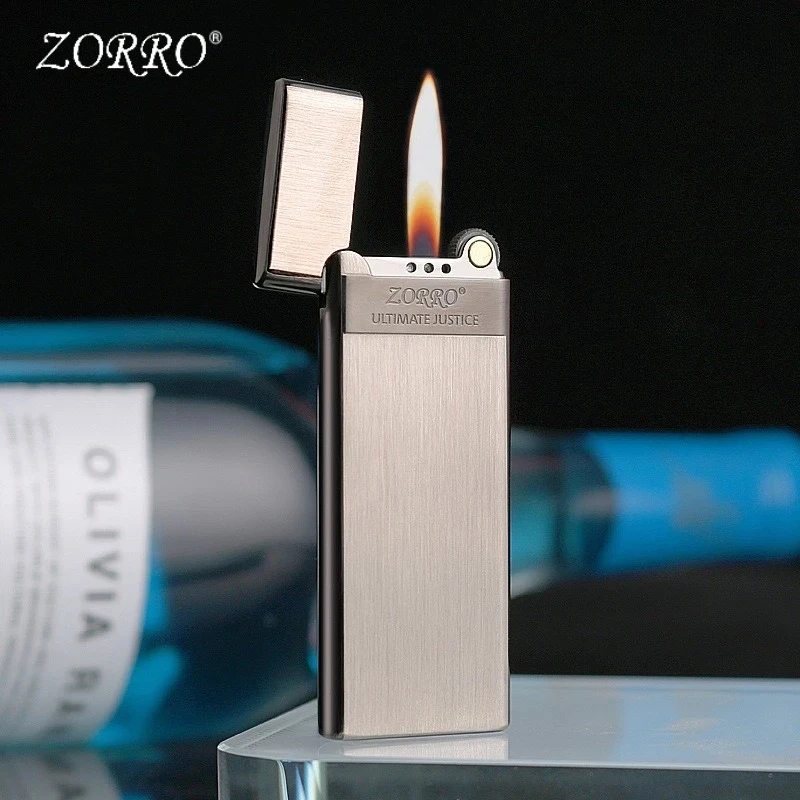 Zorro 636 Metal Ultra Thin Butane Gas Inflatable Grinding Wheel Lighter Holiday Gift Smoking Accessories Men's Small Tools thumbnail 2