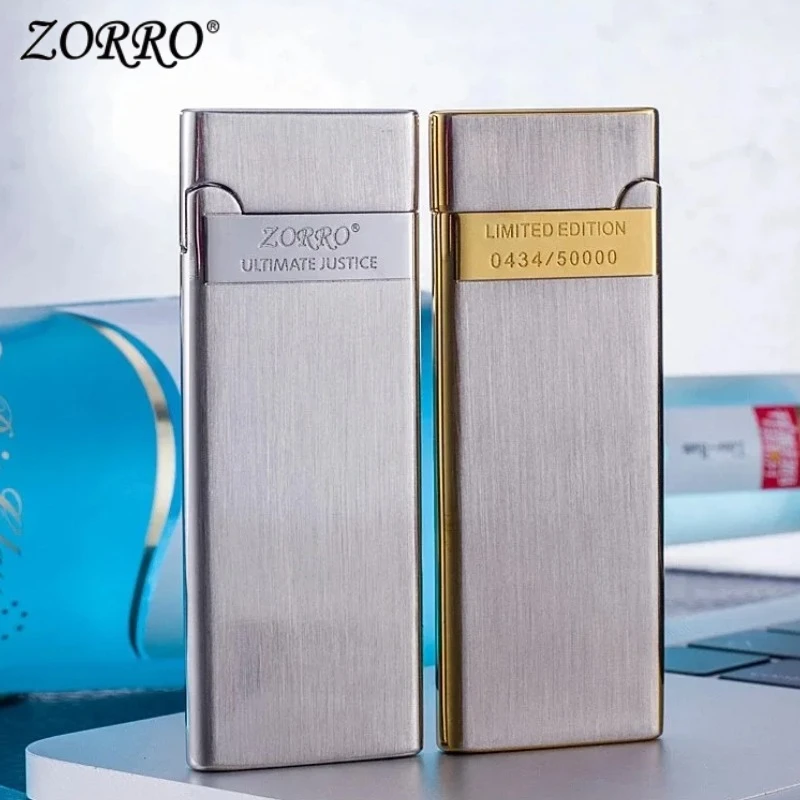 Zorro 636 Metal Ultra Thin Butane Gas Inflatable Grinding Wheel Lighter Holiday Gift Smoking Accessories Men's Small Tools
