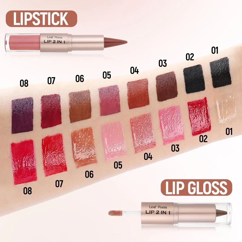 Black Brown Tapered Lip Liner Contour Pencil Double Head Mirror Plumping Lip Glaze Crystal Lip Gloss Sexy Red Lips Tint Makeup thumbnail 5