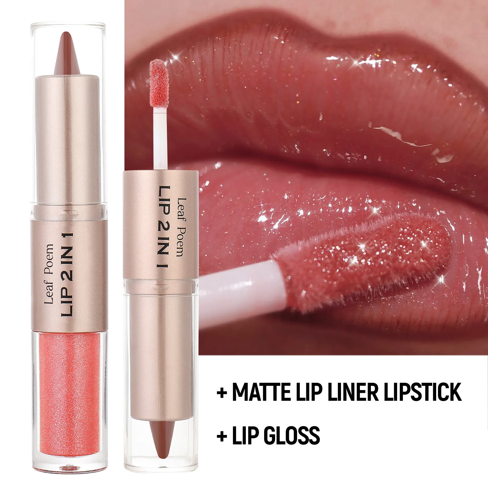 Black Brown Tapered Lip Liner Contour Pencil Double Head Mirror Plumping Lip Glaze Crystal Lip Gloss Sexy Red Lips Tint Makeup thumbnail 3