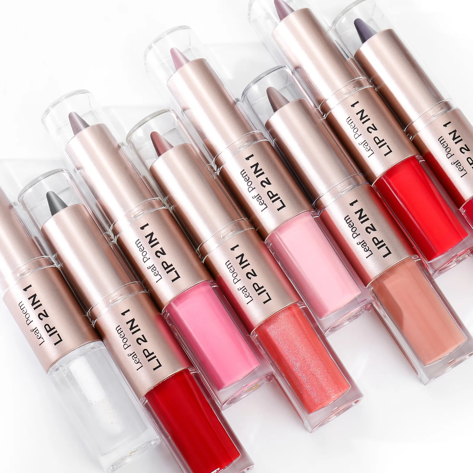 Black Brown Tapered Lip Liner Contour Pencil Double Head Mirror Plumping Lip Glaze Crystal Lip Gloss Sexy Red Lips Tint Makeup thumbnail 6