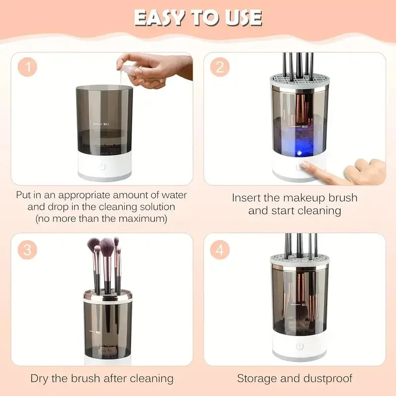 USB Plug Portable Electric Makeup Brush Cleaner with Rubber Makeup Machine Electric USB Quick Cleaner Cleaning Brush Collar Brus thumbnail 6
