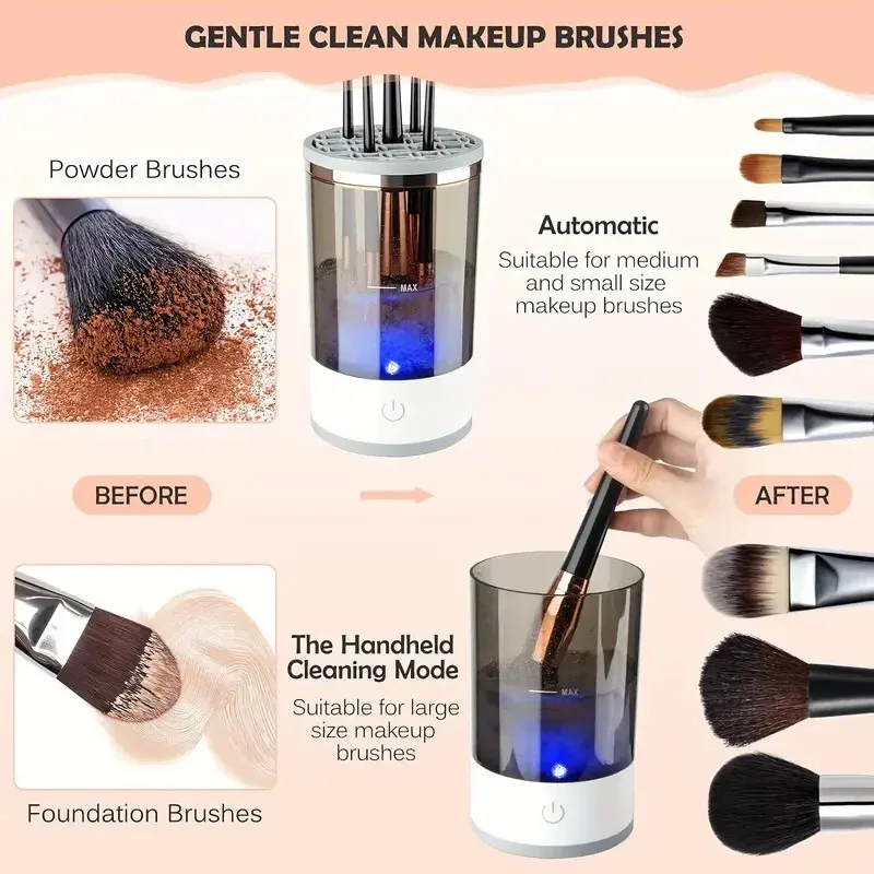 USB Plug Portable Electric Makeup Brush Cleaner with Rubber Makeup Machine Electric USB Quick Cleaner Cleaning Brush Collar Brus thumbnail 2