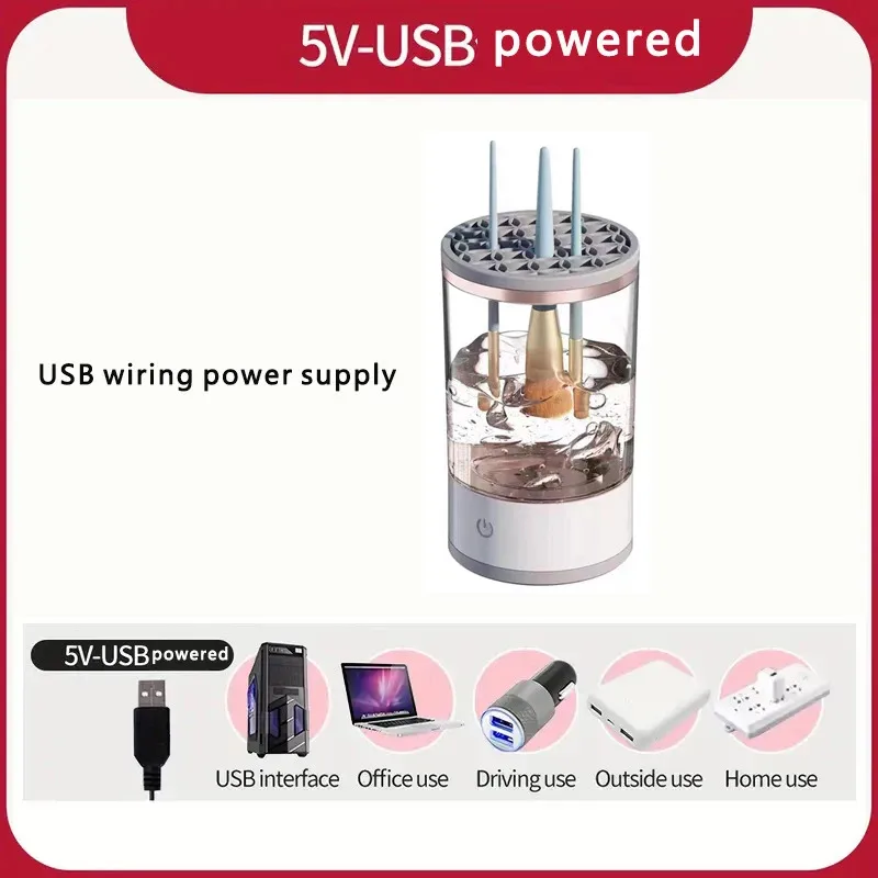 USB Plug Portable Electric Makeup Brush Cleaner with Rubber Makeup Machine Electric USB Quick Cleaner Cleaning Brush Collar Brus thumbnail 5