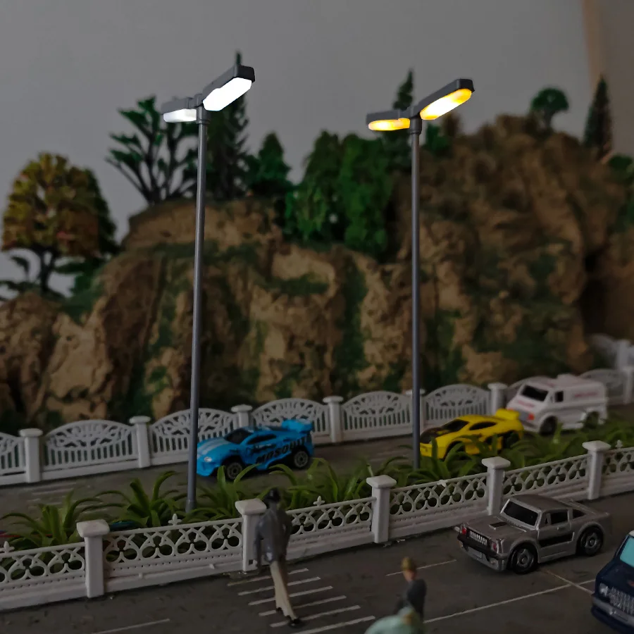 1/87 1/150 Scale Model Street Light 3V Single/Double Head Led Lamp For Railway Train Lampost Miniature Scene Layout Decor 1PCS thumbnail 4