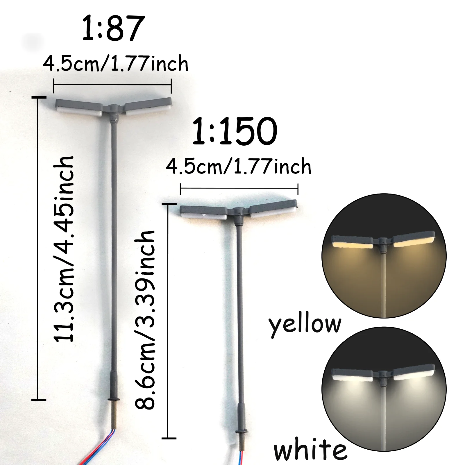 1/87 1/150 Scale Model Street Light 3V Single/Double Head Led Lamp For Railway Train Lampost Miniature Scene Layout Decor 1PCS thumbnail 2