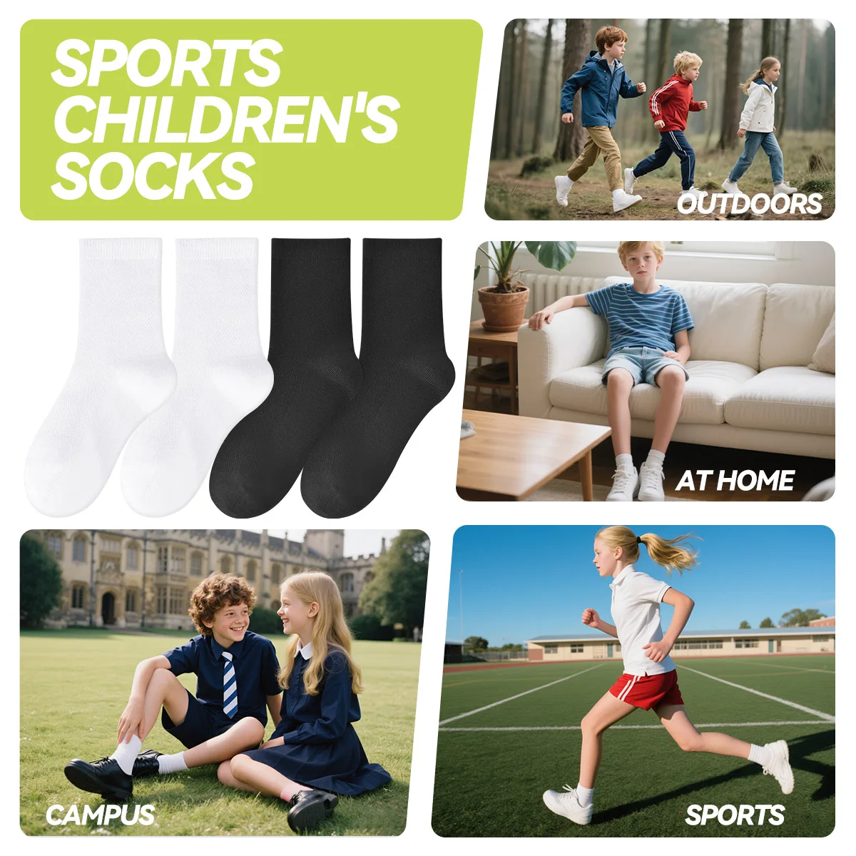 Children's pure cotton seamless socks,mesh thin mid-calf style for summer, suitable for students to wear to school, for sports thumbnail 5