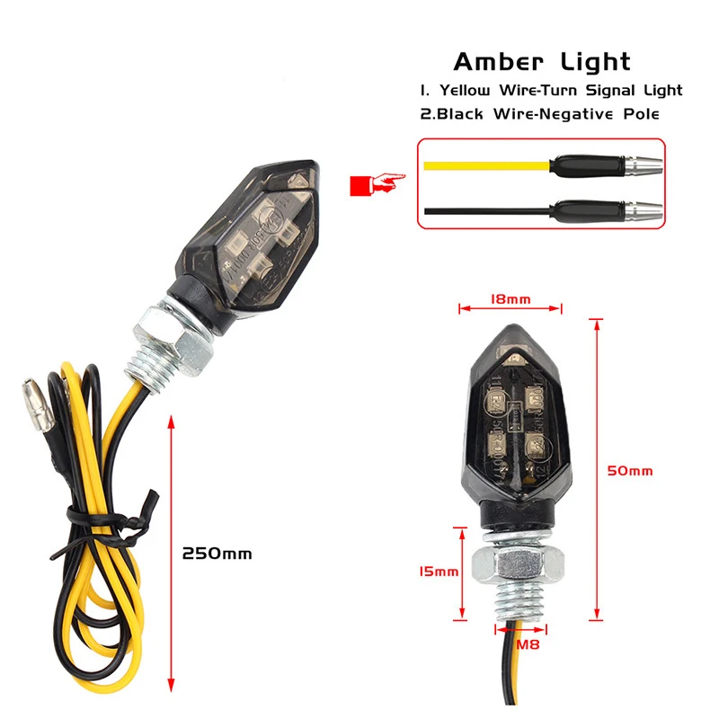Motorcycle LED Turn Signal Light Mini Universal Led Amber Blinker Lamp 10mm Motorbike LED Indicators Lights 12v Turn Signal thumbnail 2