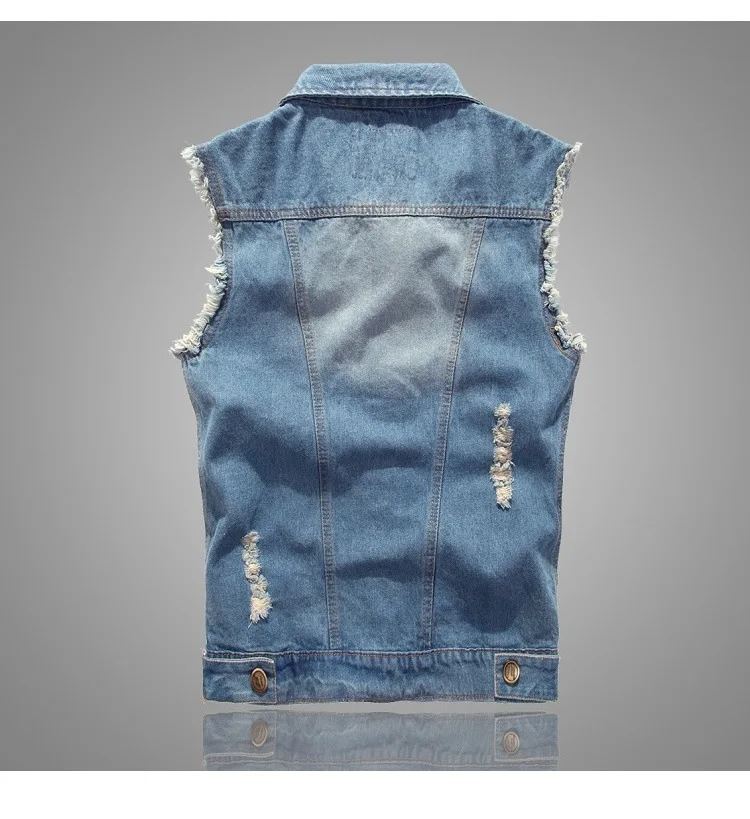 2025 Spring and Autumn New denim vest men's Korean version sleeveless camisole slim fit summer denim vest top plus size trend thumbnail 5