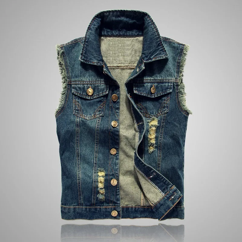2025 Spring and Autumn New denim vest men's Korean version sleeveless camisole slim fit summer denim vest top plus size trend thumbnail 2