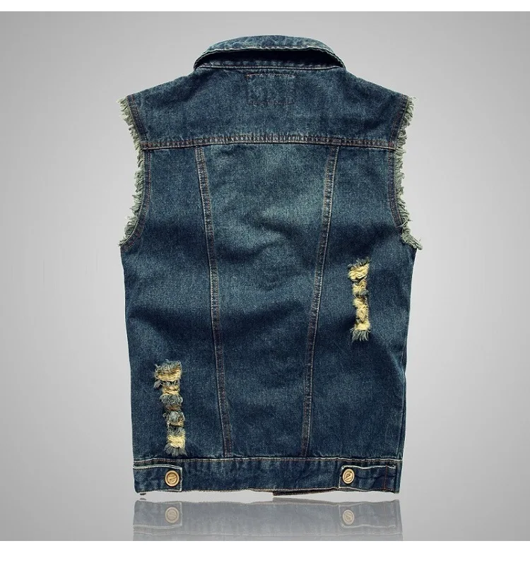 2025 Spring and Autumn New denim vest men's Korean version sleeveless camisole slim fit summer denim vest top plus size trend thumbnail 4