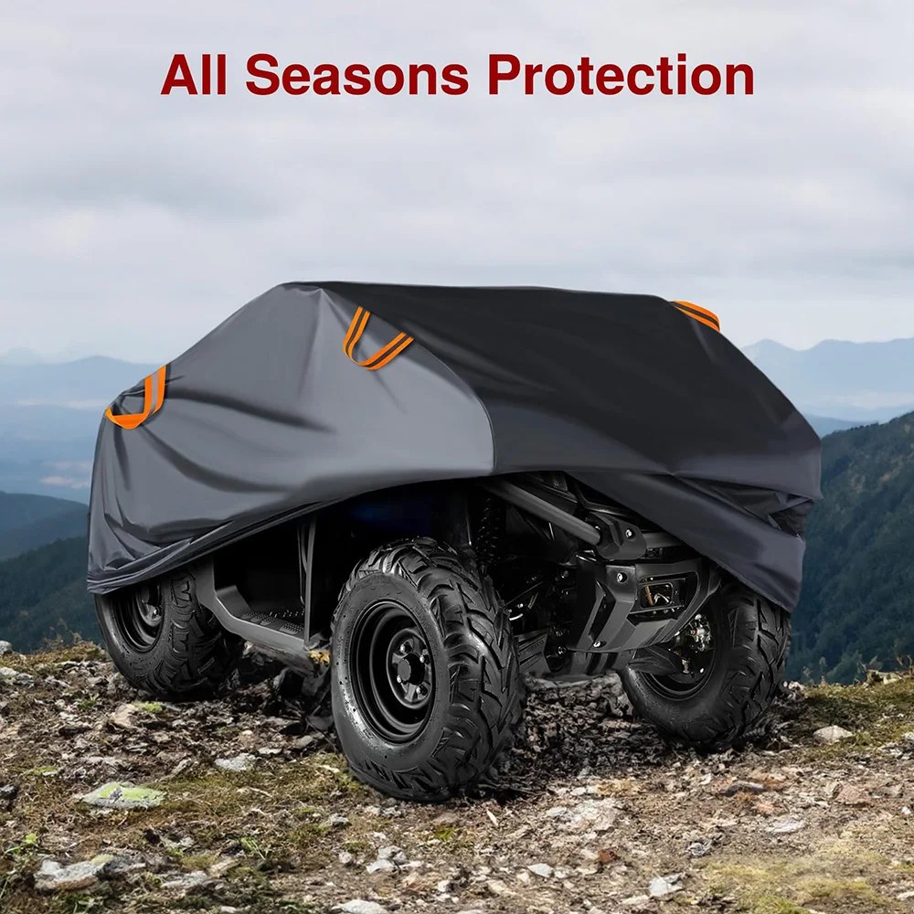 Quad Bike ATV Cover Universal 210D Waterproof Motorcycle Vehicle Scooter Kart Motorbike Resistant Dust UV Protector Black thumbnail 4
