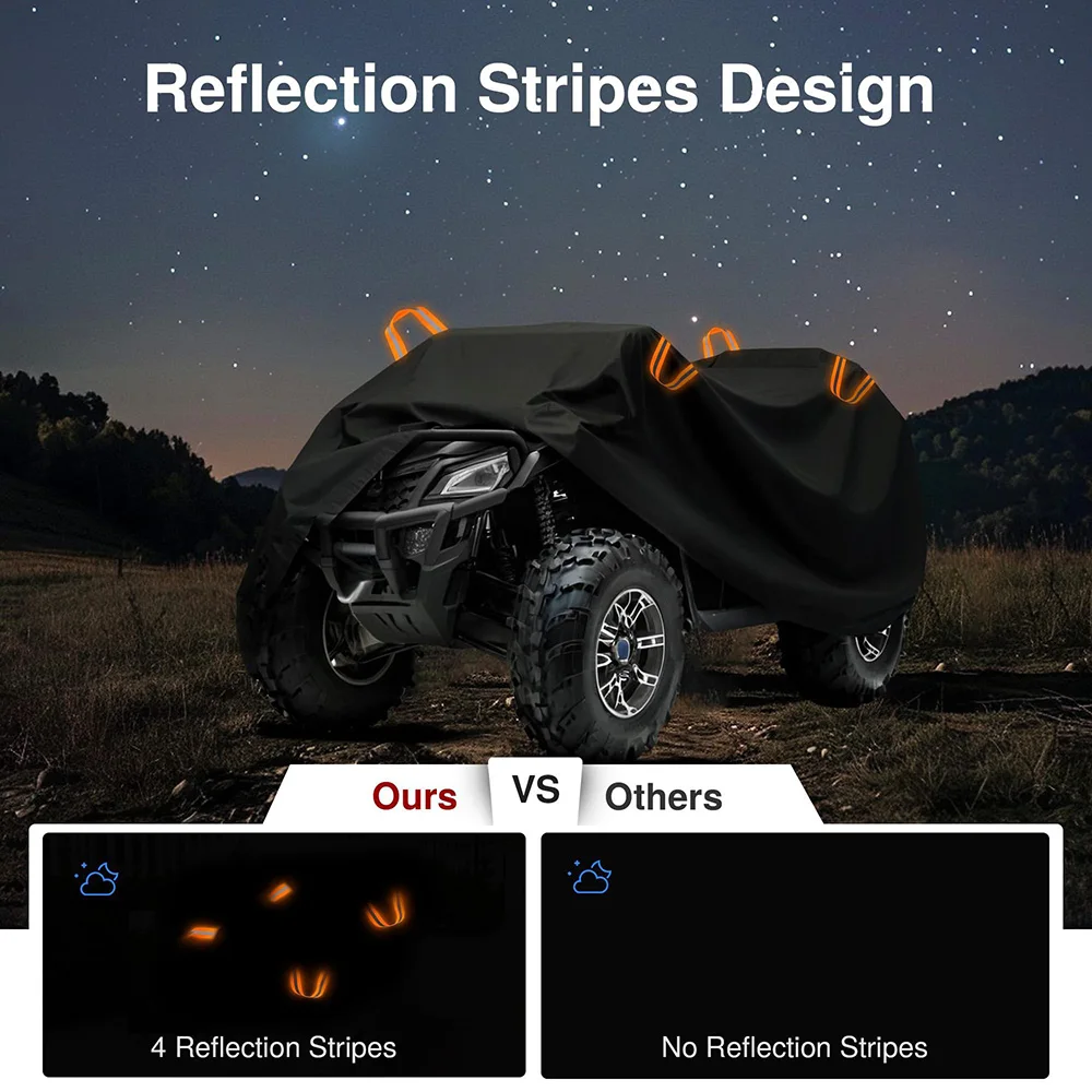 Quad Bike ATV Cover Universal 210D Waterproof Motorcycle Vehicle Scooter Kart Motorbike Resistant Dust UV Protector Black thumbnail 3