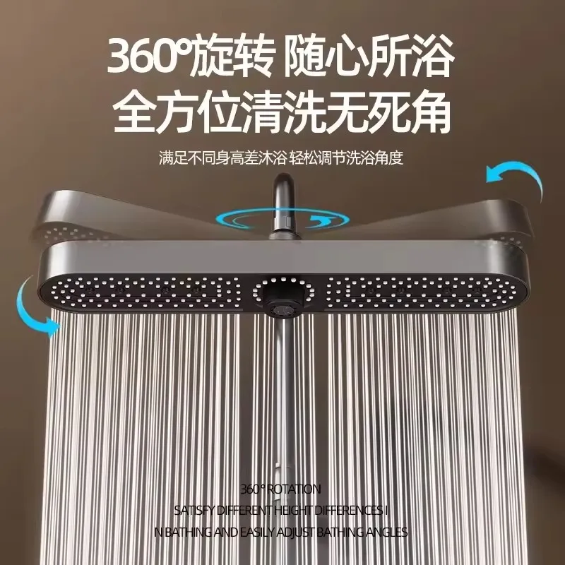 19 Inches Super Big Panel Large Flow Supercharge Ceiling Mounted Shower Head Set 3 Modes High Pressure Water Saving Showerhead thumbnail 5