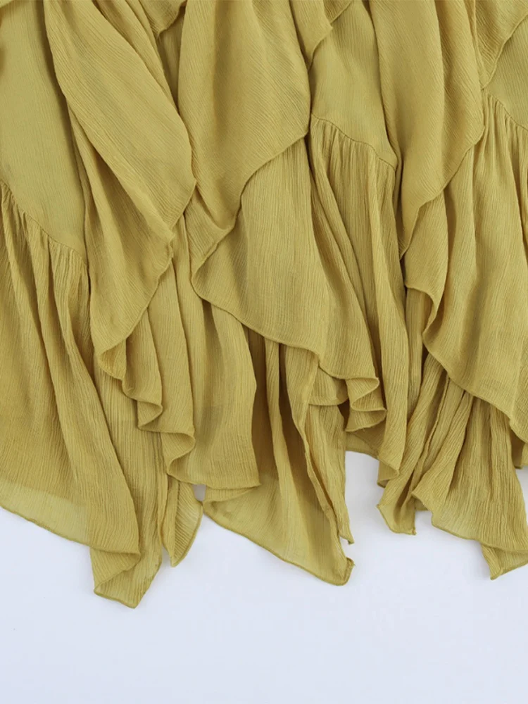 Elegant Ruffle Skirt Sets Women Sexy Lace Sleeveless See Through Tops A Line Cascading Skirts 2026 Spring Summer Lady Outfits thumbnail 4