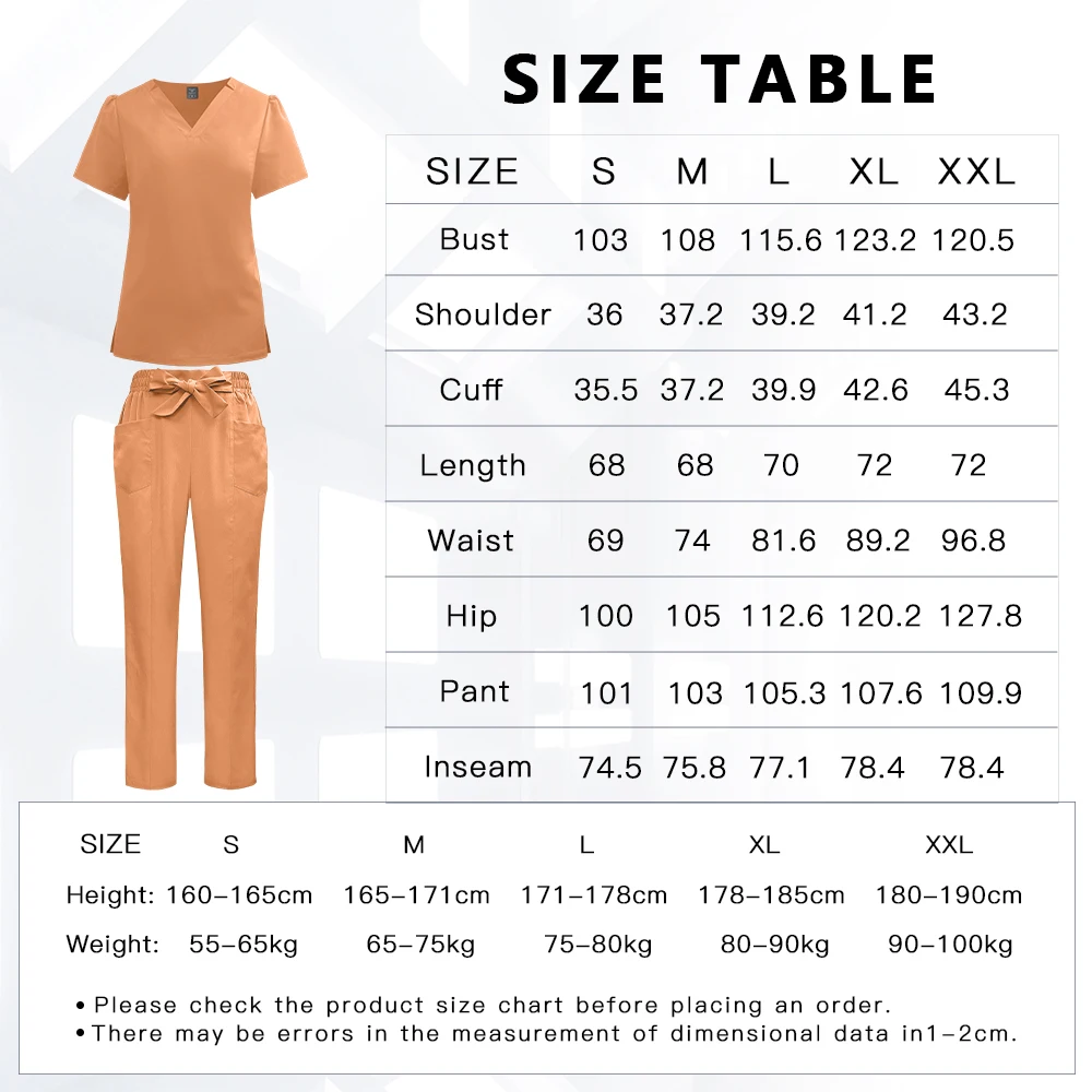 Surgical Uniforms Woman Fashion Bow Belt Nursing Scrubs Set Medical Uniform Top Pants Hospital Clinical Suits Beauty Spa Clothes thumbnail 2