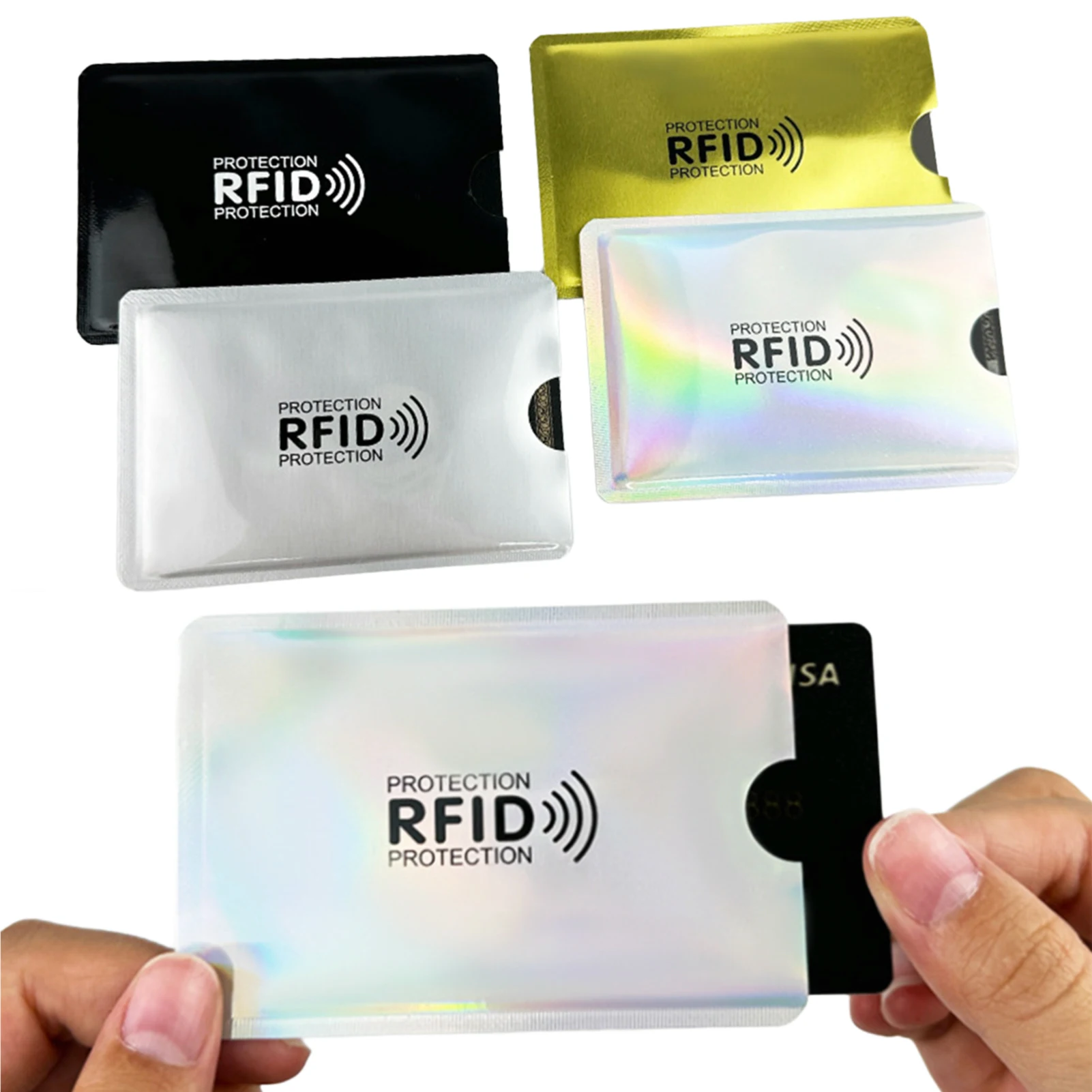 1Pc New Anti Bank Card Holder Metal Nfc Blocking Reader Lock Id Credit Card Bag Men Women Laser Aluminium Card Case Protect thumbnail 5