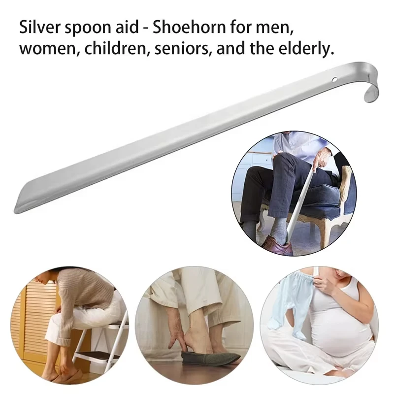 Stainless Steel Shoe Horns Long Handle Home Professional Shoehorn Metal Shoe Extractor Shoe Remover Lifter Pull Tools 52CM thumbnail 3
