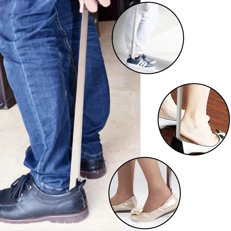 Stainless Steel Shoe Horns Long Handle Home Professional Shoehorn Metal Shoe Extractor Shoe Remover Lifter Pull Tools 52CM thumbnail 4