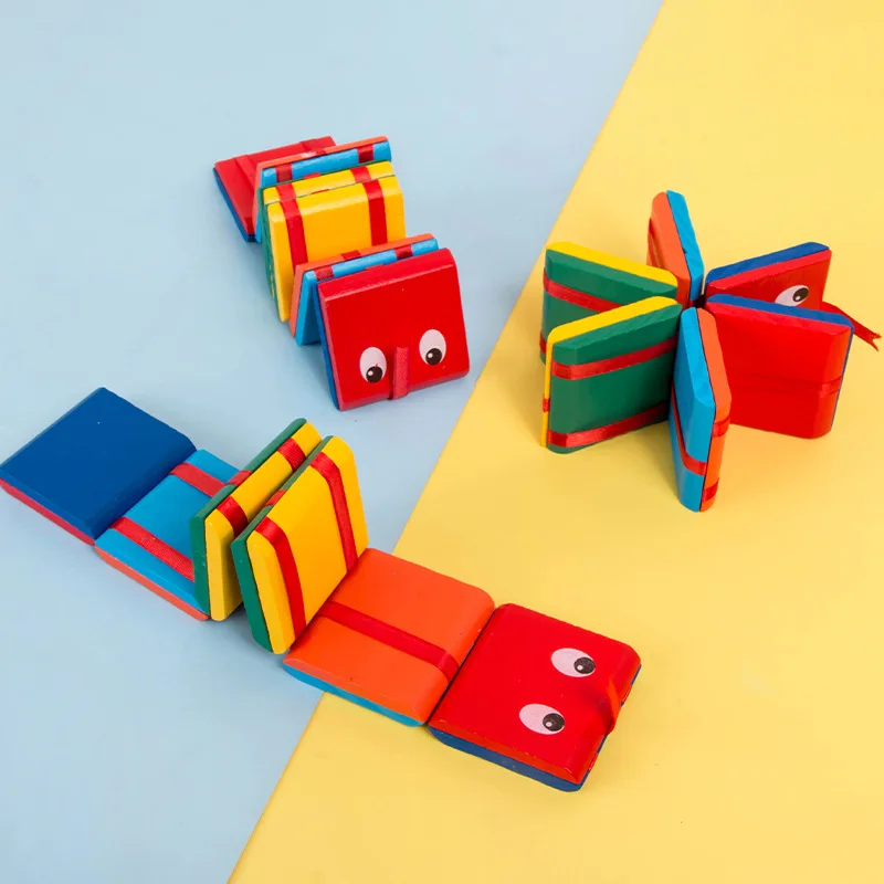 1 PCS Infinite Flip Folding Wooden Snake Magic Blocks Classic Nostalgic Children Early Educational Toys Kindergarten Puzzle Toy thumbnail 3