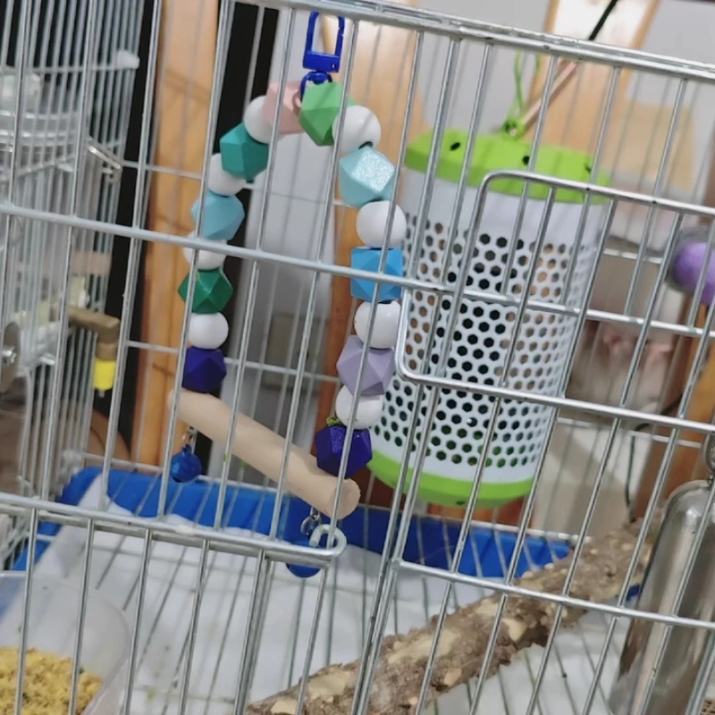 Pet Bird Swing Toys Parrot Wooden Swing Stand Pet Supplies Random Colorful Bird Swing thumbnail 4