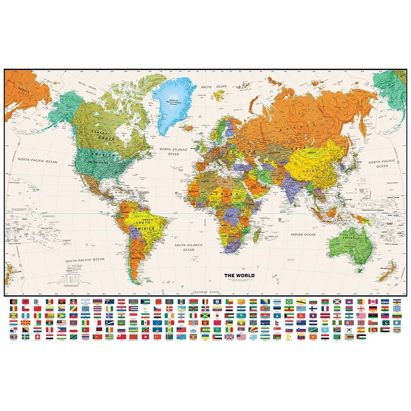 100*70cm World Map Classic Edition Unframed Wall Art Poster Painting for Home & Classroom - Educational for Kids & Adults thumbnail 3