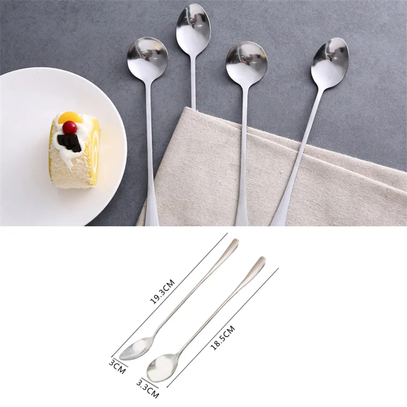 Durable Long Handled Stainless Steel Coffee Spoon Ice Cream Dessert Tea Spoon For Picnic Kitchen Accessories Spoon Coffee Bean thumbnail 6