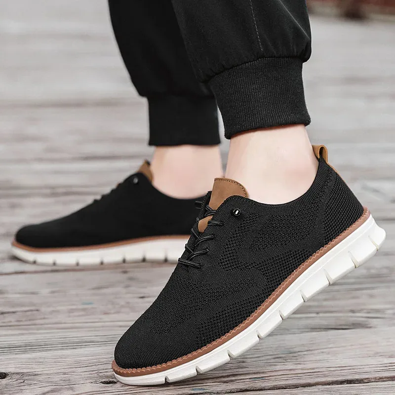 Men Casual Shoes Classic Breathable Brogue Flats Cushioning Color Blocking Design Dress Shoes Versatile Sneakers lightweight thumbnail 4