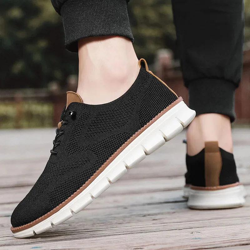 Men Casual Shoes Classic Breathable Brogue Flats Cushioning Color Blocking Design Dress Shoes Versatile Sneakers lightweight thumbnail 3