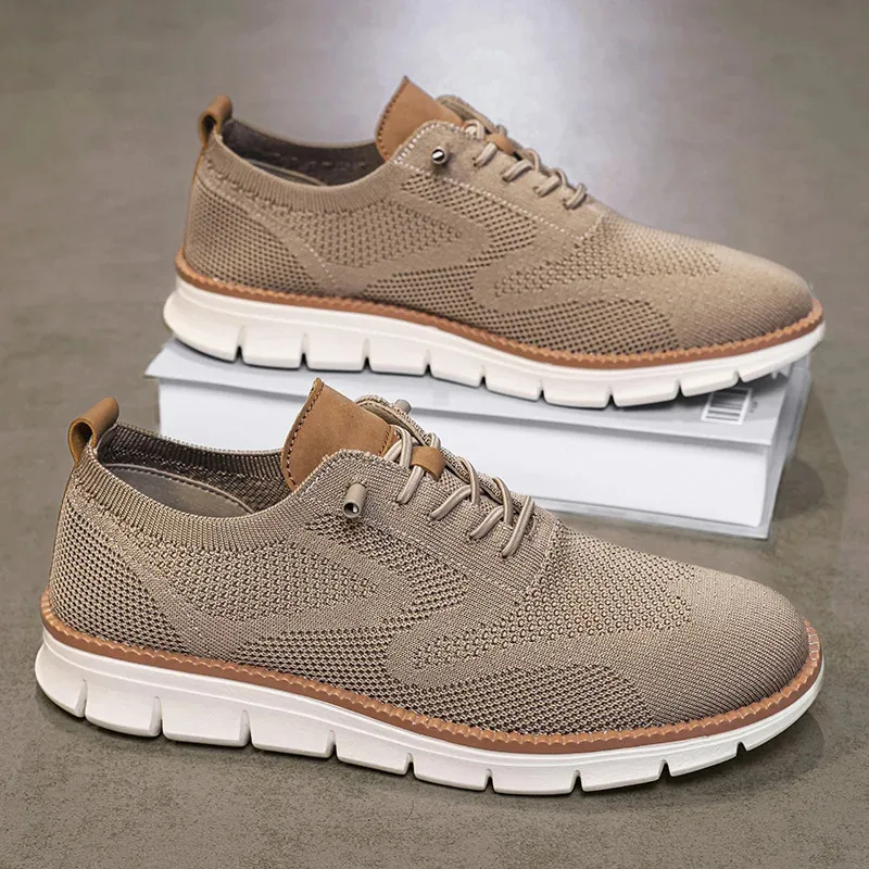 Men Casual Shoes Classic Breathable Brogue Flats Cushioning Color Blocking Design Dress Shoes Versatile Sneakers lightweight thumbnail 2
