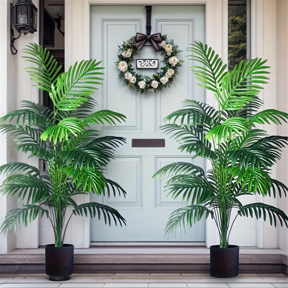 2PCS 24Leaves Areca palm simulation green plants realistic artificial trees suitable for bedroom living room outdoor decoration thumbnail 5