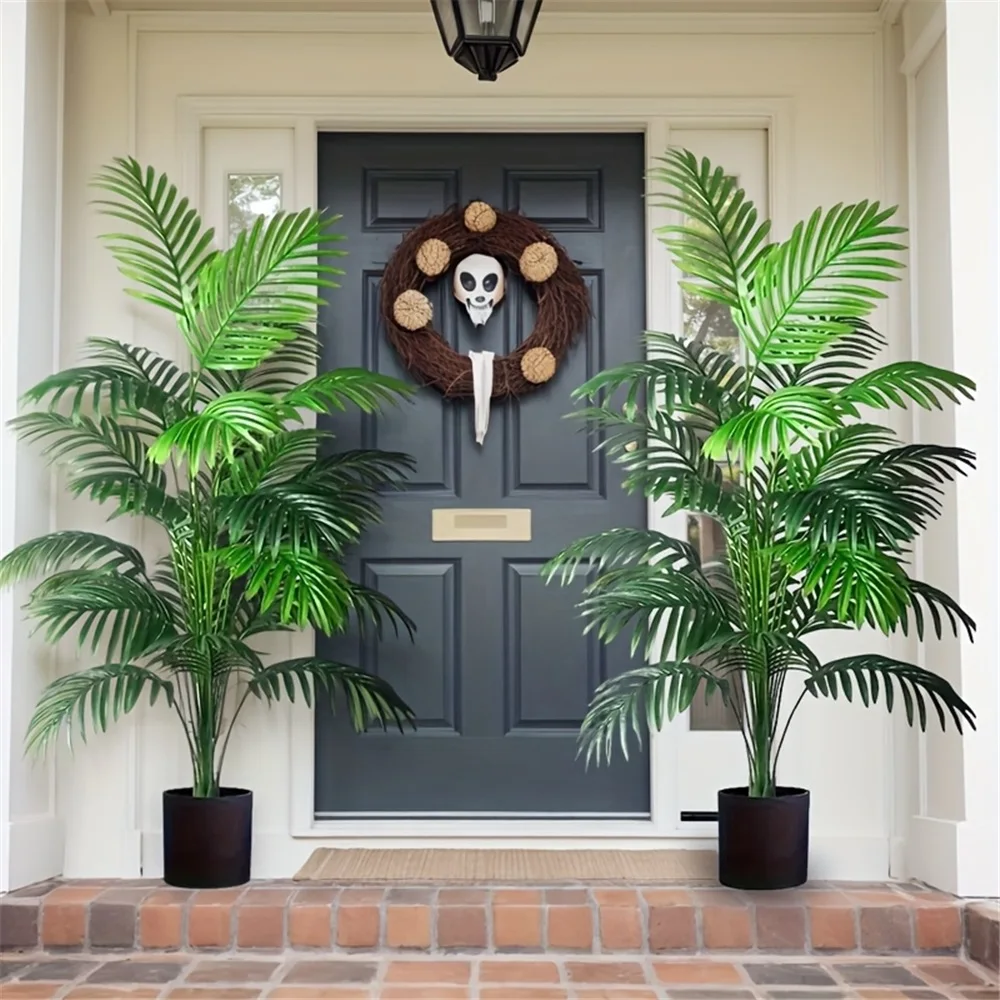 2PCS 24Leaves Areca palm simulation green plants realistic artificial trees suitable for bedroom living room outdoor decoration thumbnail 4