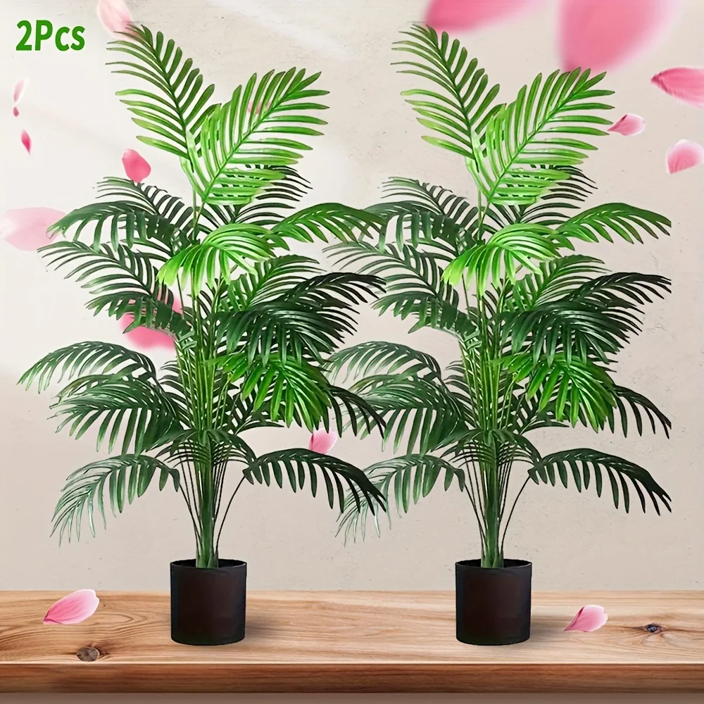 2PCS 24Leaves Areca palm simulation green plants realistic artificial trees suitable for bedroom living room outdoor decoration thumbnail 3